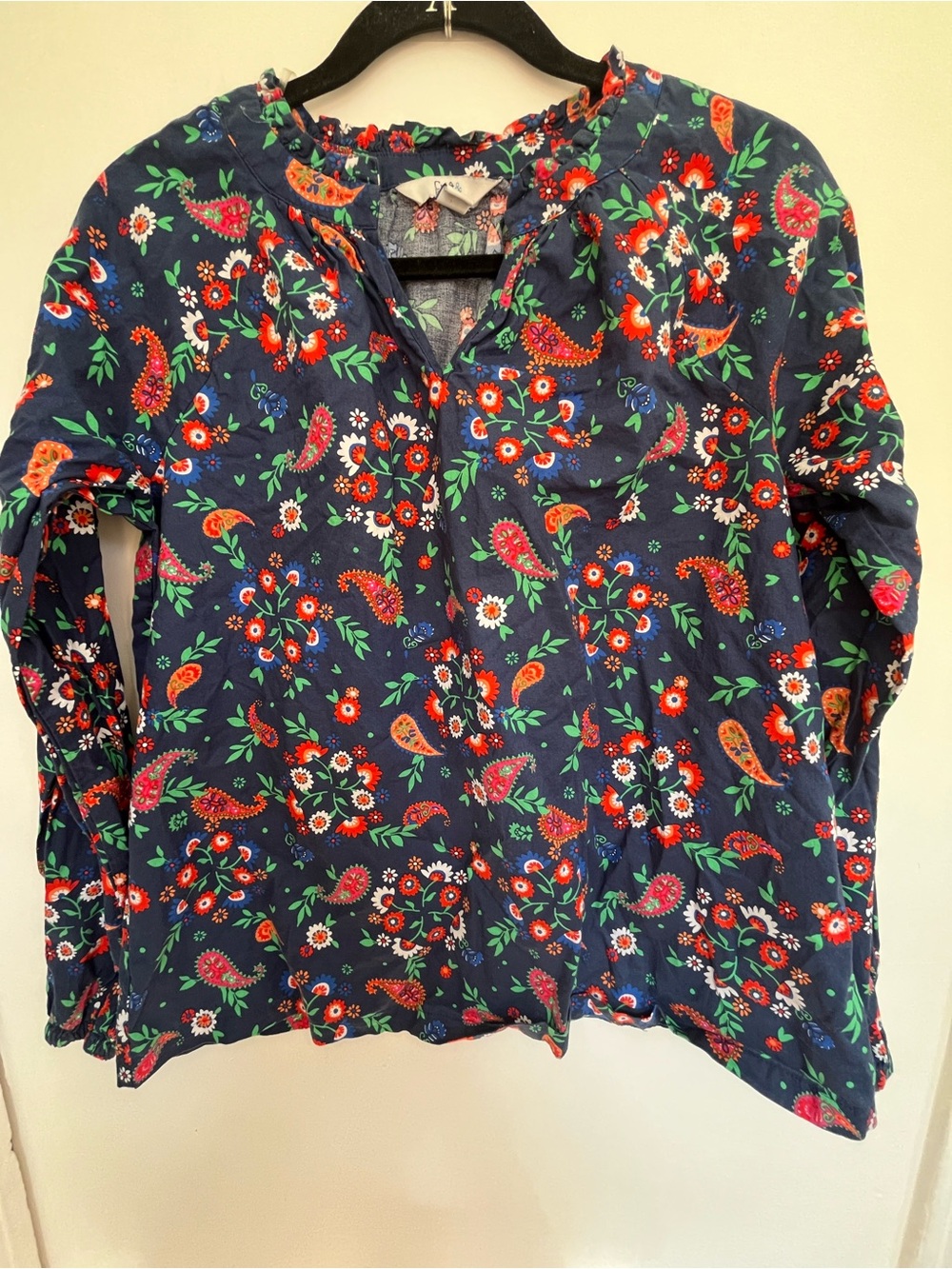 Floral Paisley Bohemian Croft & Barrow 100% Cotton Blouse Size Small